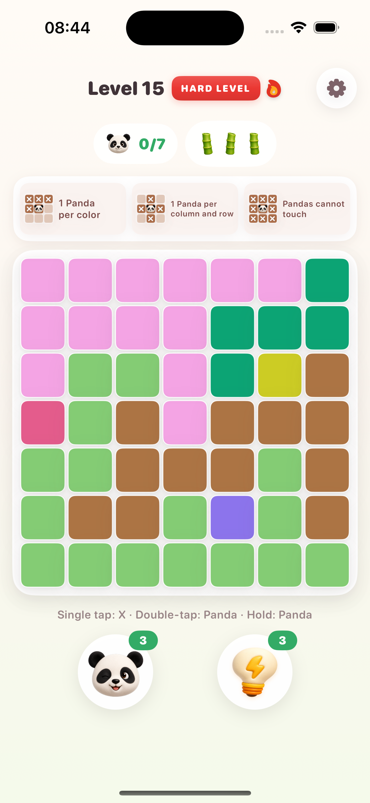 Pandaku Hard Level puzzle board on iPhone